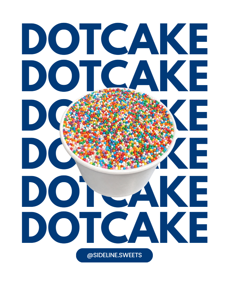 Dot cake branding with colorful sprinkles