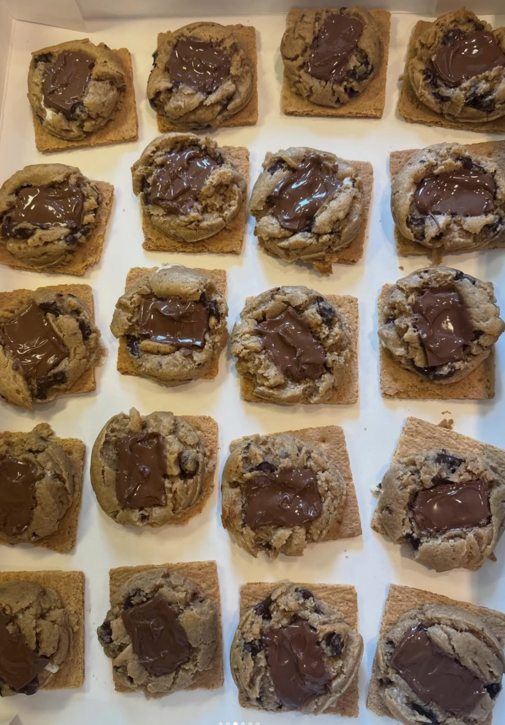 Tray of chocolate s'mores cookies